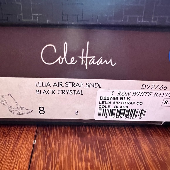 New! Size 8 Cole Haan 3” Heeled Black Crystal Sandals with Nike Air Technology - Picture 5 of 6
